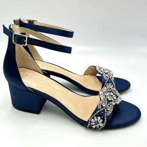 Betsey Johnson | Shoes | Betsey Johnson Womens Size 75 Mel Navy Blue Satin Dress  Sandals Heels Shoes | Poshmark